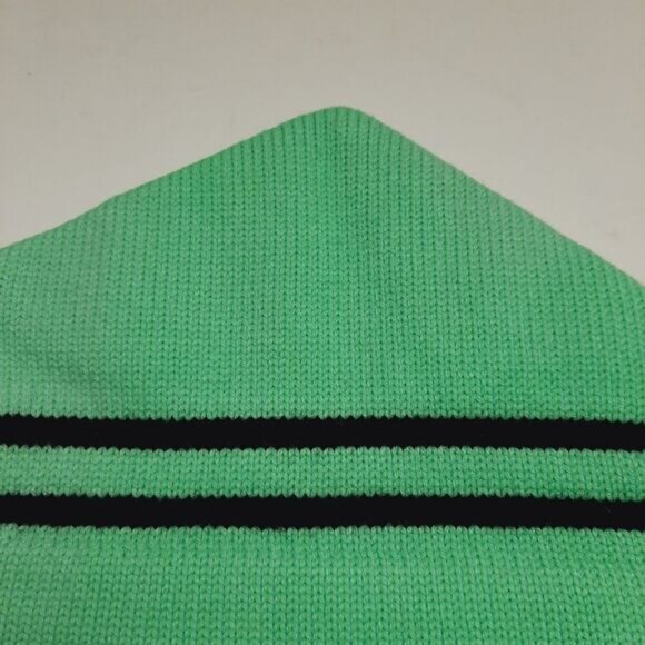 Retro 80's CAPPELLO 100% Wool Intarsia Stripe Pattern Knit Beanie Hat Green OS - Picture 10 of 15